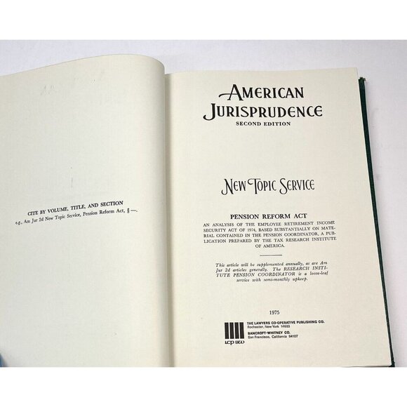 American Jurisprudence 2D Pension Reform Act New Topic Service (1975, Hardcover) - Picture 5 of 11